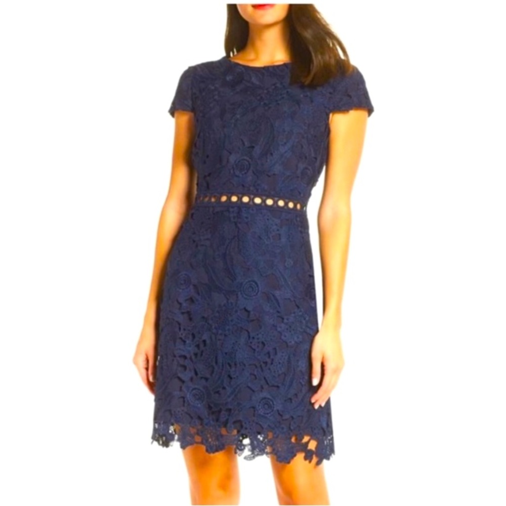 Sam Edelman classic navy dress in lace. Size four. New with tags.